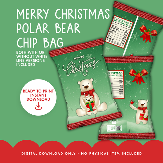 Merry Christmas Polar Bear Chip Bag